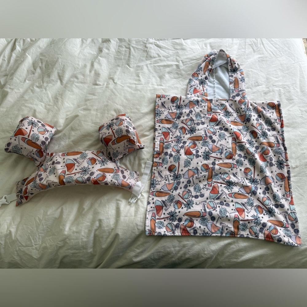 Beach/ Surfer Toddler Puddle Jumper and Hooded Towel set